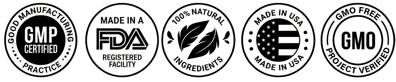 Quality Seals — Natural, GMP, Non-GMO, Made in USA